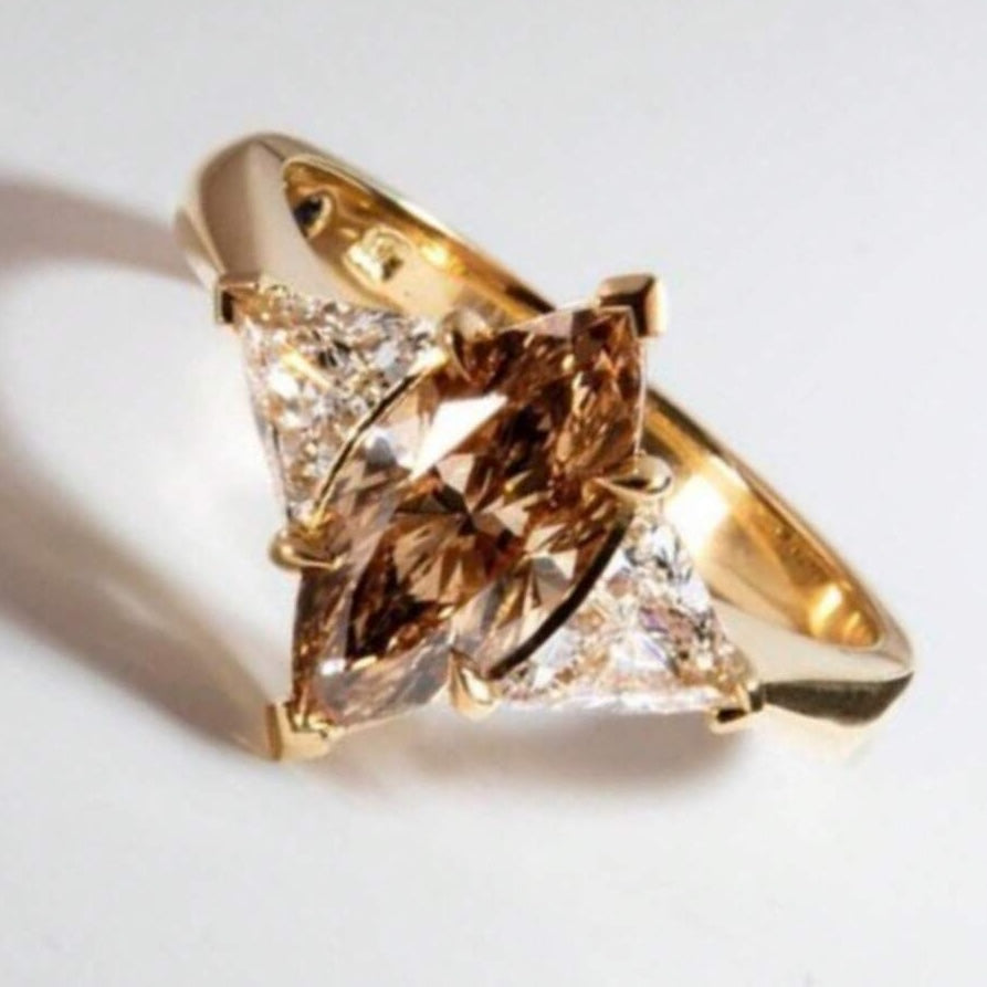 Champagne Center Diamond Ring