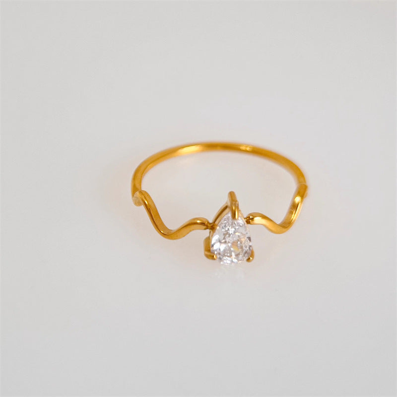 Wavy Pear Diamond Ring